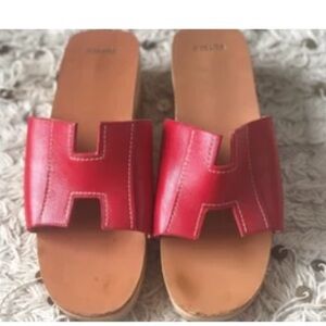 Vintage Hermes wood platform slides